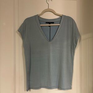 White House black market super soft v neck tee light blue sz s